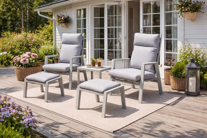 Trädgårdsmöbelgrupp Palermo relax med sidobord - beige - Utemöbler - Balkong - Balkongmöbler - Balkonggrupp & balkongset