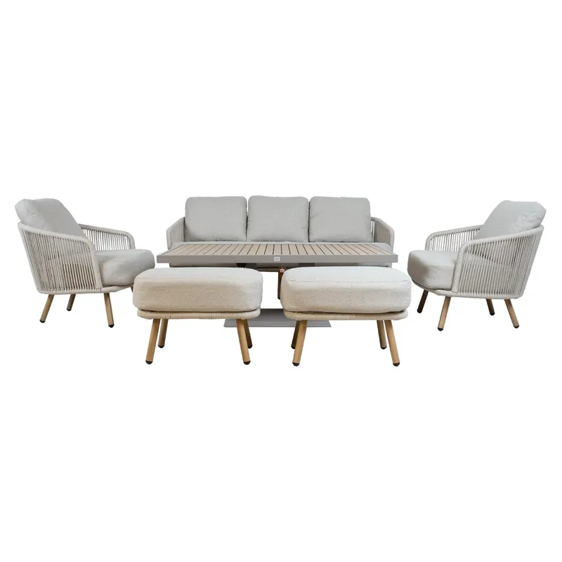 Trädgårdsmöbelset Bränor 6 delar - beige - Utemöbler - Balkong - Balkongmöbler - Balkonggrupp & balkongset