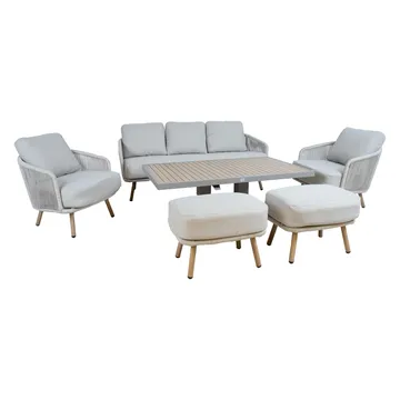 Trädgårdsmöbelset Bränor 6 delar - beige - Utemöbler - Balkong - Balkongmöbler - Balkonggrupp & balkongset