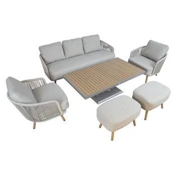 Trädgårdsmöbelset Bränor 6 delar - beige - Utemöbler - Balkong - Balkongmöbler - Balkonggrupp & balkongset