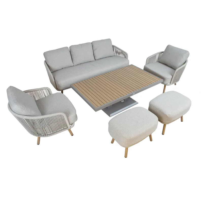 Trädgårdsmöbelset Bränor 6 delar - beige - Utemöbler - Balkong - Balkongmöbler - Balkonggrupp & balkongset