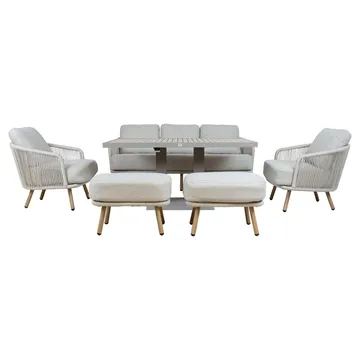 Trädgårdsmöbelset Bränor 6 delar - beige - Utemöbler - Balkong - Balkongmöbler - Balkonggrupp & balkongset