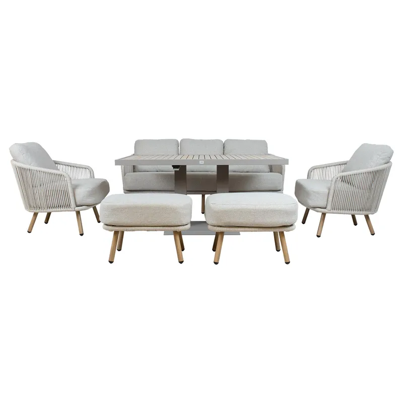 Trädgårdsmöbelset Bränor 6 delar - beige - Utemöbler - Balkong - Balkongmöbler - Balkonggrupp & balkongset