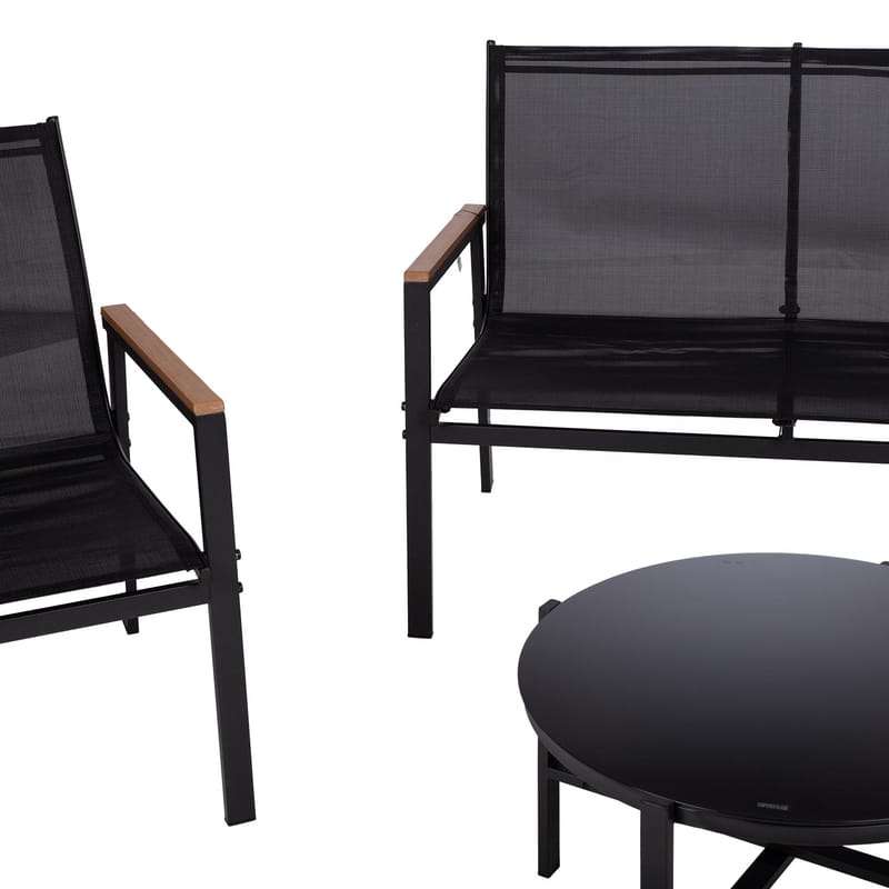 Trädgårdsmöbelset Canaan bord, bänk och 2 stolar, svart - Svart - Utemöbler - Balkong - Balkongmöbler - Balkonggrupp & balkongset