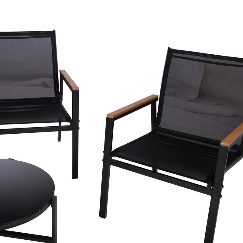 Trädgårdsmöbelset Canaan bord, bänk och 2 stolar, svart - Svart - Utemöbler - Balkong - Balkongmöbler - Balkonggrupp & balkongset