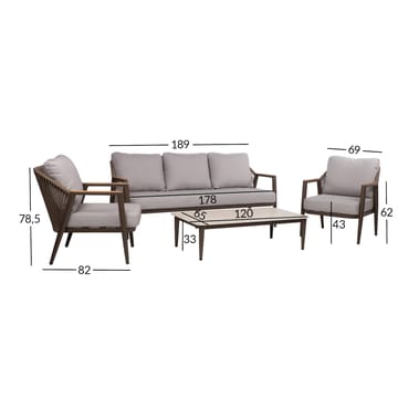 Trädgårdsmöbelset Delia bord, soffa och 2 stolar - Beige - Utemöbler - Balkong - Balkongmöbler - Balkonggrupp & balkongset