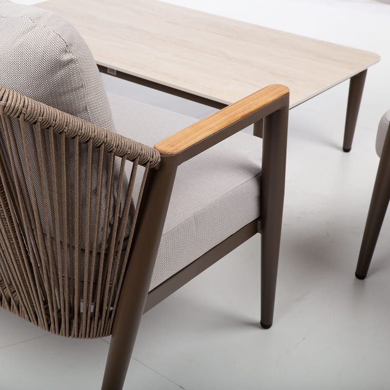 Trädgårdsmöbelset Delia bord, soffa och 2 stolar - Beige - Utemöbler - Balkong - Balkongmöbler - Balkonggrupp & balkongset