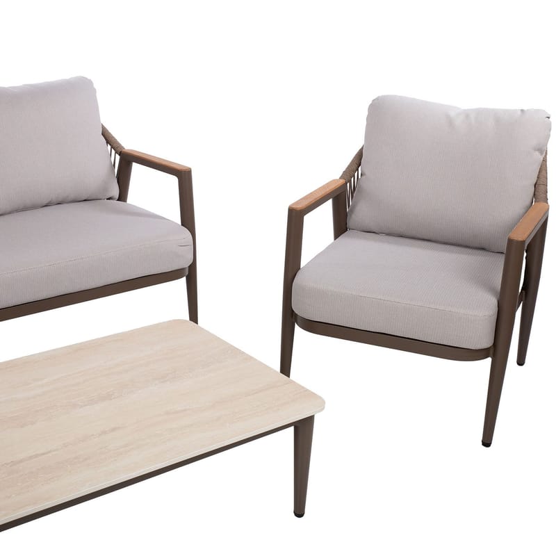Trädgårdsmöbelset Delia bord, soffa och 2 stolar - Beige - Utemöbler - Balkong - Balkongmöbler - Balkonggrupp & balkongset