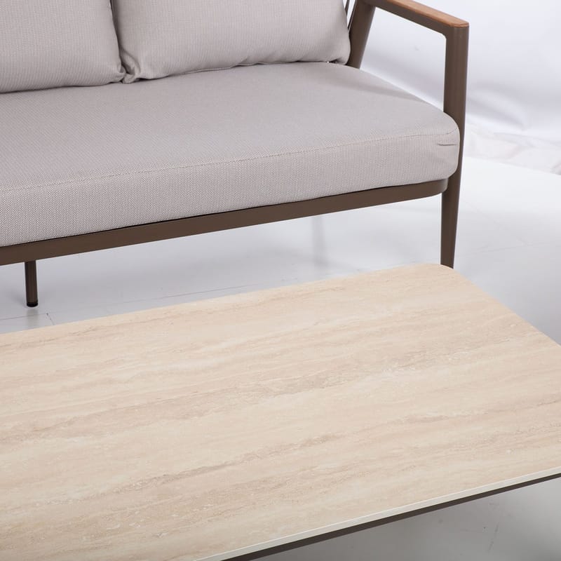 Trädgårdsmöbelset Delia bord, soffa och 2 stolar - Beige - Utemöbler - Balkong - Balkongmöbler - Balkonggrupp & balkongset