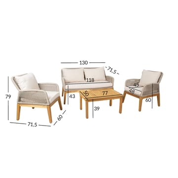 Trädgårdsmöbelset Florida bord, soffa och 2 fåtöljer - Beige - Utemöbler - Balkong - Balkongmöbler - Balkonggrupp & balkongset