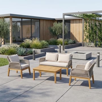 Trädgårdsmöbelset Florida bord, soffa och 2 fåtöljer - Beige - Utemöbler - Balkong - Balkongmöbler - Balkonggrupp & balkongset