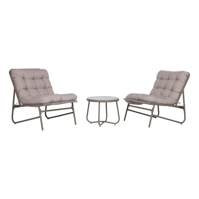 Trädgårdsmöbelset Jive bord och 2 stolar, Taupe