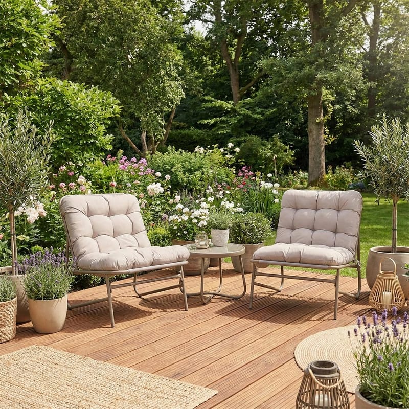 Trädgårdsmöbelset Jive bord och 2 stolar - Taupe - Utemöbler - Balkong - Balkongmöbler - Balkonggrupp & balkongset