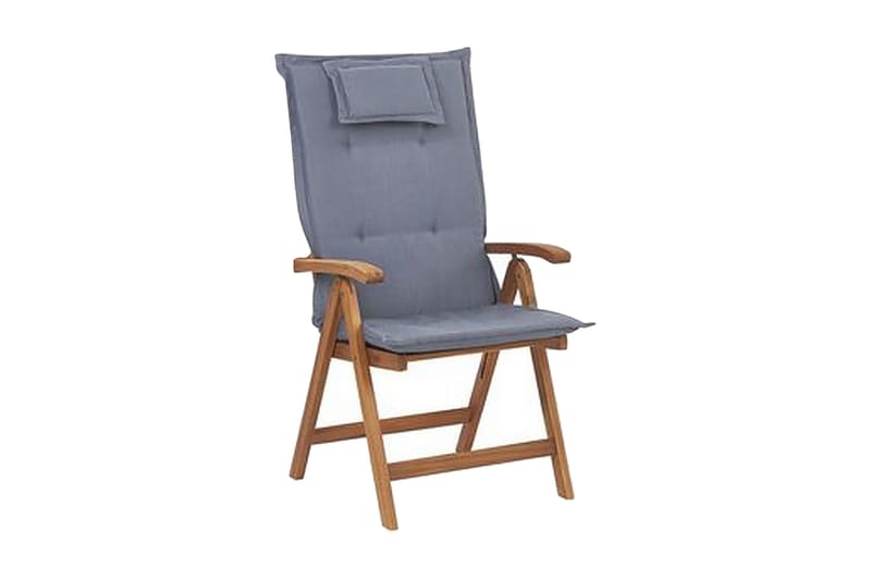 Trädgårdsstol 6 st akaciaträ med dyna i blå JAVA - Trä/natur - Matstol & karmstol utomhus - Balkongstol