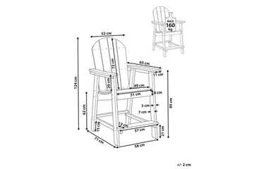Trädgårdsstol Adirondack - Grå, 58x71x124 cm - Utemöbler - Balkong - Balkongmöbler - Balkongstol