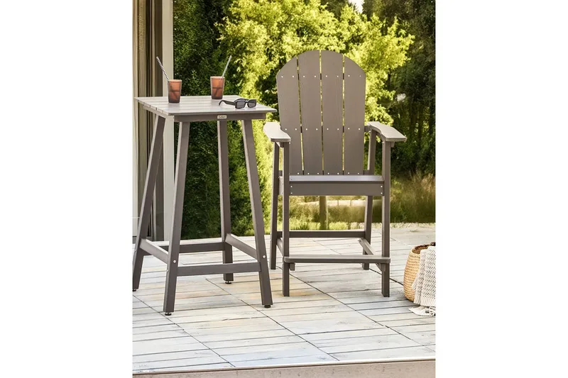 Trädgårdsstol Adirondack - Grå, 58x71x124 cm - Utemöbler - Balkong - Balkongmöbler - Balkongstol