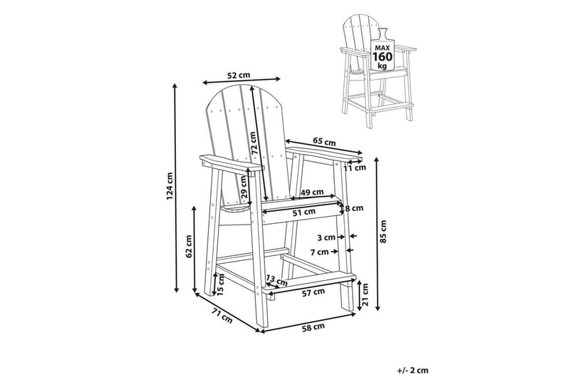 Trädgårdsstol Adirondack - Grå, 58x71x124 cm - Utemöbler - Balkong - Balkongmöbler - Balkongstol