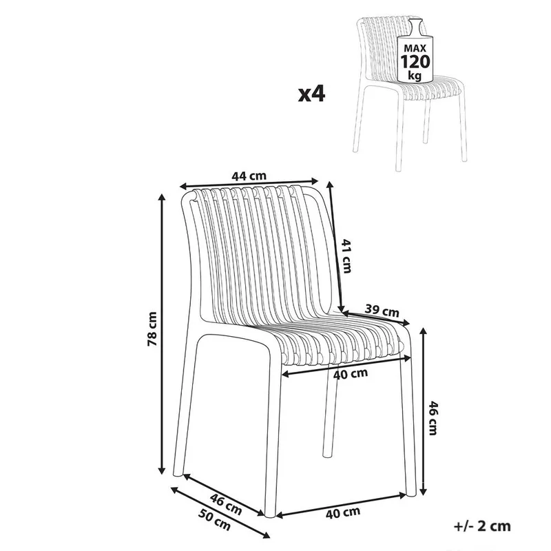 Trädgårdsstol Ariccia 4-pack - Grön - Utemöbler - Balkong - Balkongmöbler - Balkongstol