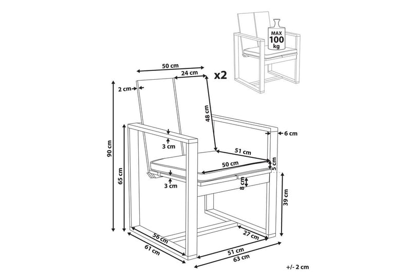 Trädgårdsstol Azzanello set om 2 - Utemöbler - Balkong - Balkongmöbler - Balkongstol