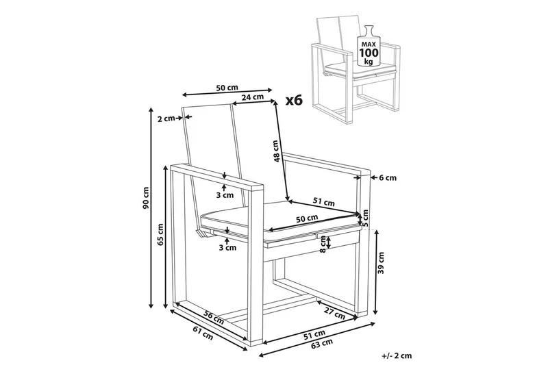 Trädgårdsstol Azzanello set om 6 - Utemöbler - Balkong - Balkongmöbler - Balkongstol