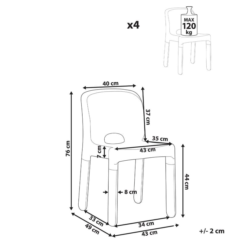 Trädgårdsstol Betim 4-pack - Röd - Utemöbler - Loungemöbler - Loungestol utomhus