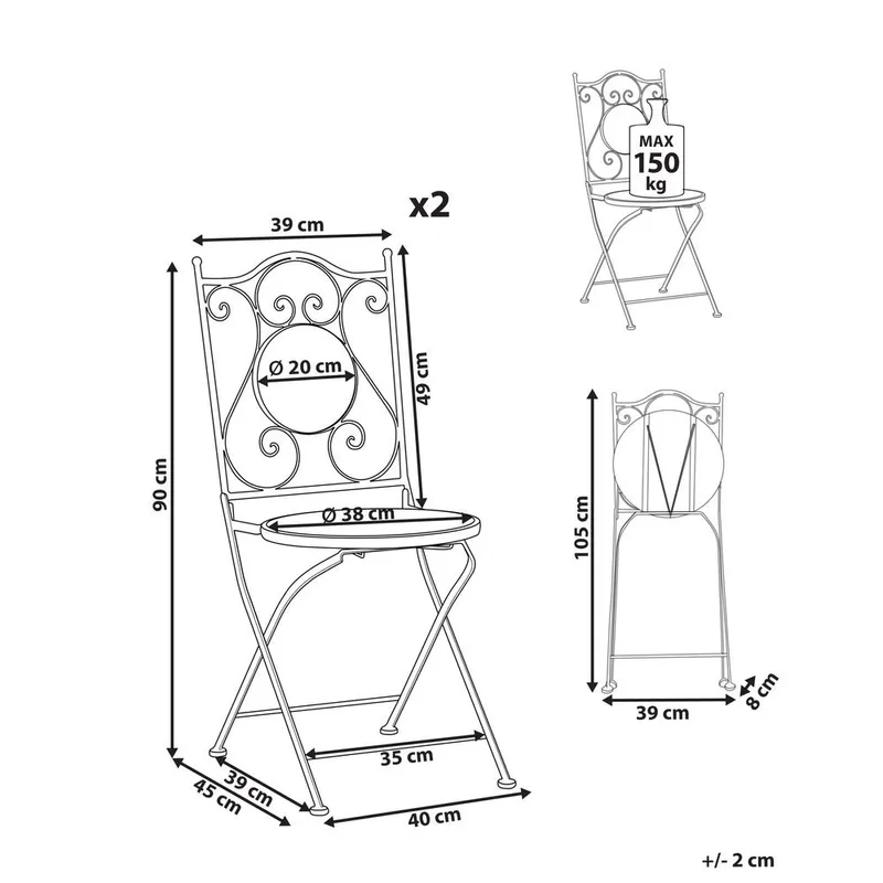 Trädgårdsstol Chapeco 2-pack - Utemöbler - Balkong - Balkongmöbler - Balkongstol