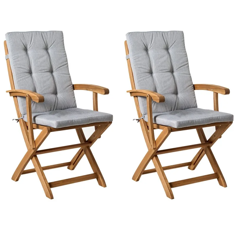Trädgårdsstol Maui Premium 2-pack - Ljus trä, grå - Utemöbler - Balkong - Balkongmöbler - Balkongstol