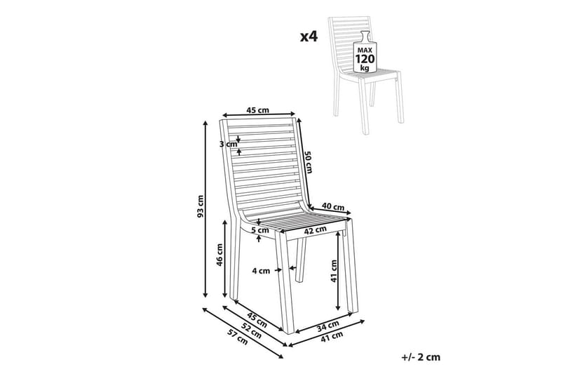 Trädgårdsstol Ombriano set om 4 - Utemöbler - Balkong - Balkongmöbler - Balkongstol