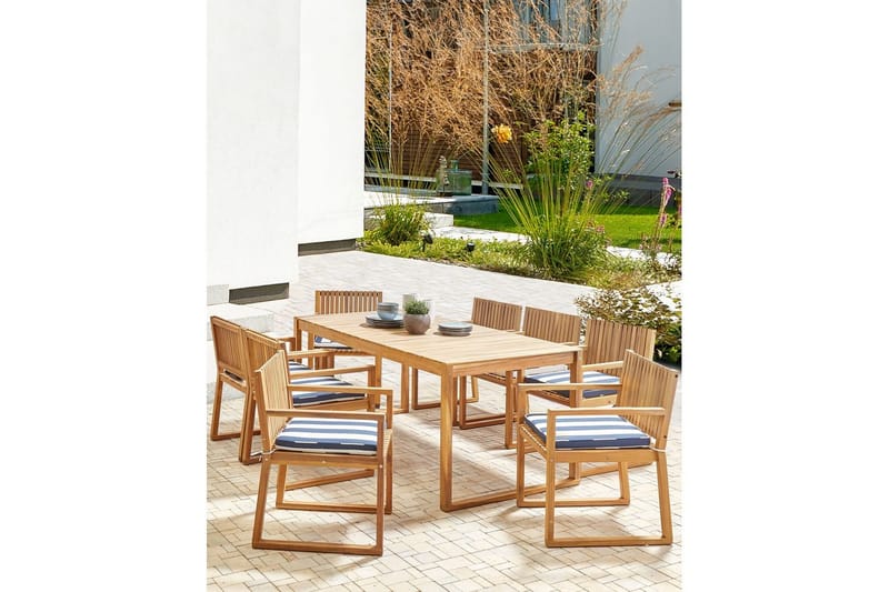 Trädgårdsstol Sassari II - Ljus trä, blå, vit - Utemöbler - Balkong - Balkongmöbler - Balkongstol