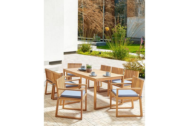 Trädgårdsstol Sassari II - Ljus trä, blå - Utemöbler - Balkong - Balkongmöbler - Balkongstol