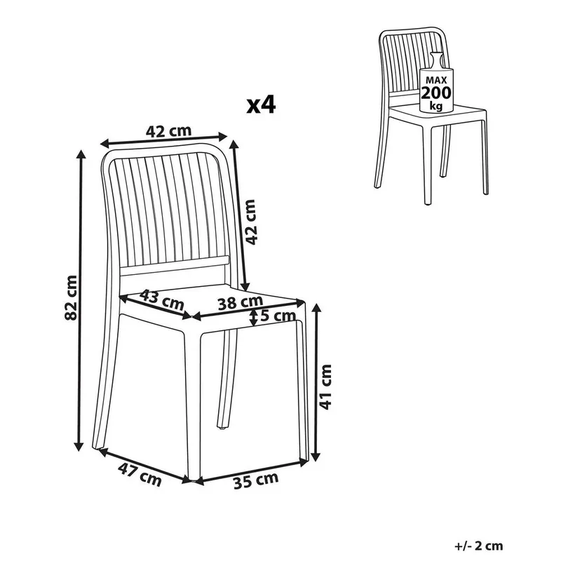Trädgårdsstol Sersale 4-pack - Utemöbler - Balkong - Balkongmöbler - Balkongstol