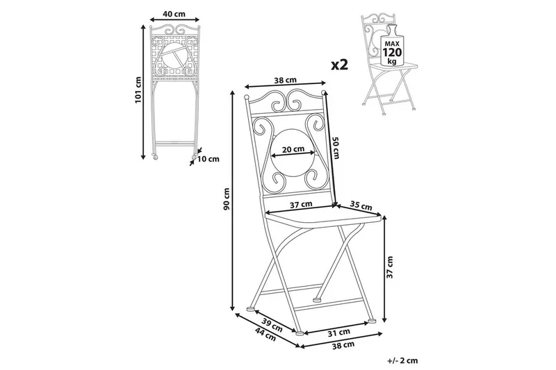 Trädgårdsstol set om 2 Carpino - Utemöbler - Balkong - Balkongmöbler - Balkongstol