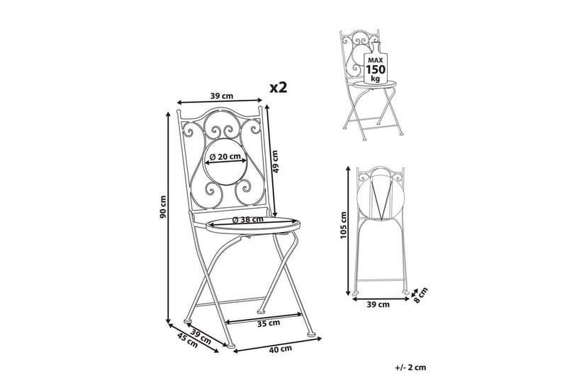 Trädgårdsstol set om 2 Civita - Utemöbler - Balkong - Balkongmöbler - Balkongstol