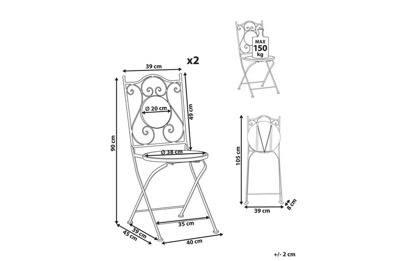 Trädgårdsstol set om 2 Cozzana - Utemöbler - Balkong - Balkongmöbler - Balkongstol