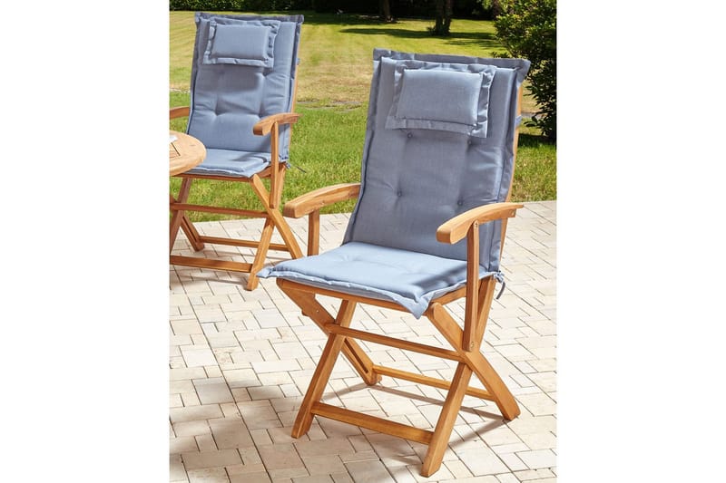 Trädgårdsstol set om 2 Maui II - Ljus trä, blå - Utemöbler - Balkong - Balkongmöbler - Balkongstol