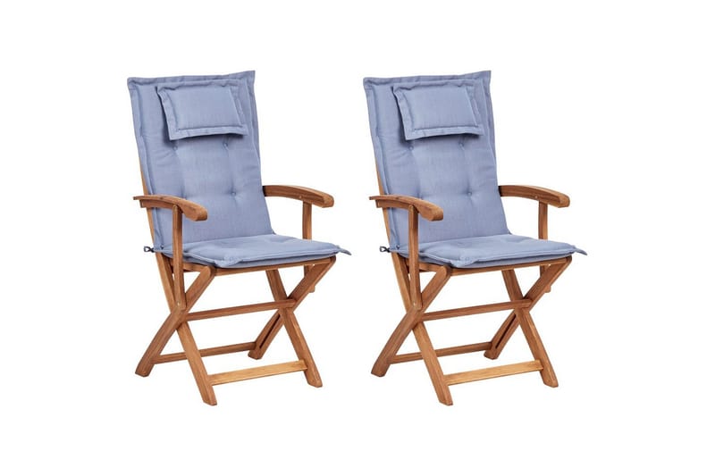 Trädgårdsstol set om 2 Maui II - Ljus trä, blå - Utemöbler - Balkong - Balkongmöbler - Balkongstol
