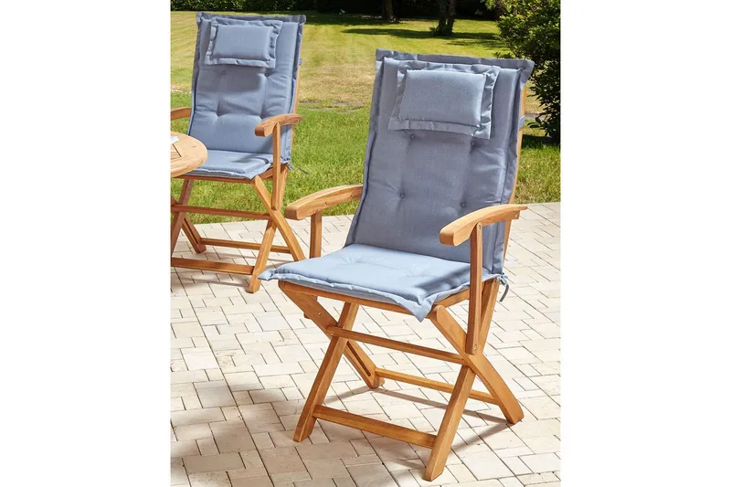 Trädgårdsstol set om 2 Maui II - Ljus trä, blå - Utemöbler - Balkong - Balkongmöbler - Balkongstol