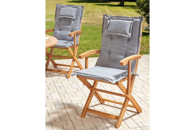 Trädgårdsstol set om 2 Maui II - Ljus trä, grå - Utemöbler - Balkong - Balkongmöbler - Balkongstol