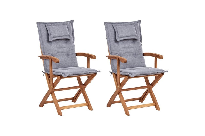 Trädgårdsstol set om 2 Maui II - Ljus trä, grå - Utemöbler - Balkong - Balkongmöbler - Balkongstol