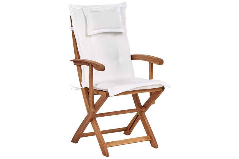 Trädgårdsstol set om 2 Maui II - Ljus trä, Off-white - Utemöbler - Balkong - Balkongmöbler - Balkongstol