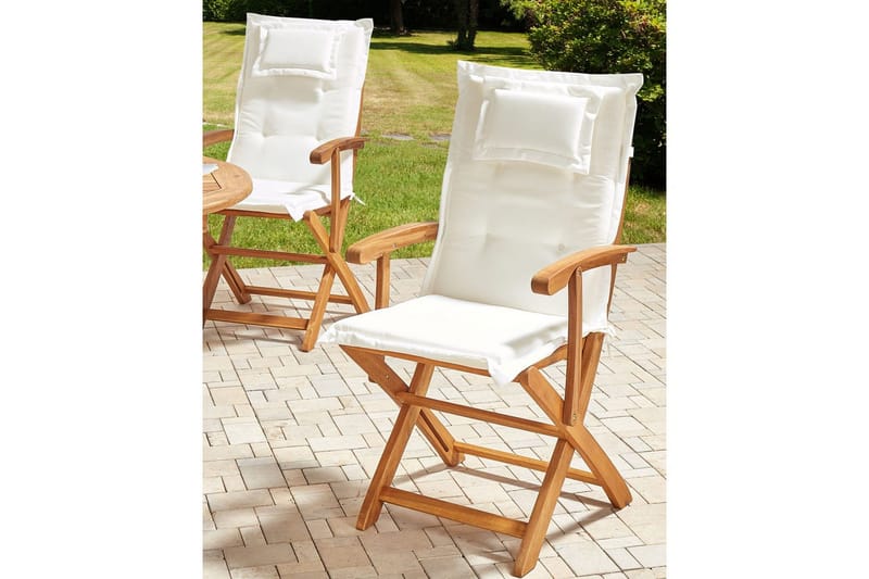 Trädgårdsstol set om 2 Maui II - Ljus trä, Off-white - Utemöbler - Balkong - Balkongmöbler - Balkongstol