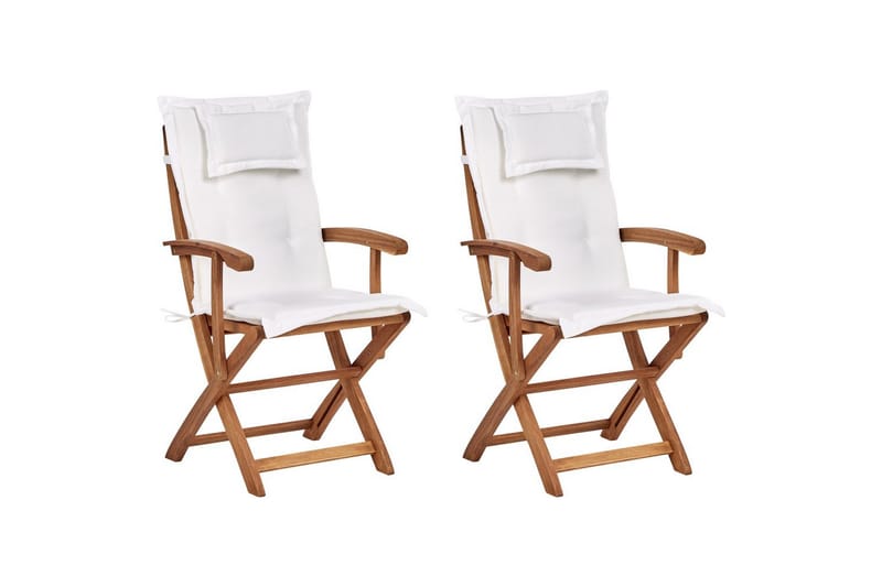 Trädgårdsstol set om 2 Maui II - Ljus trä, Off-white - Utemöbler - Balkong - Balkongmöbler - Balkongstol