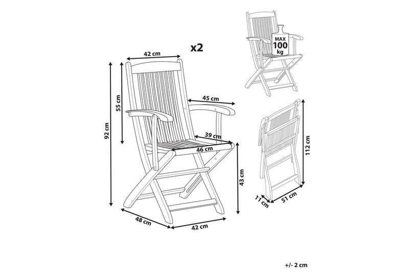 Trädgårdsstol set om 2 Maui II - Ljus trä - Utemöbler - Balkong - Balkongmöbler - Balkongstol