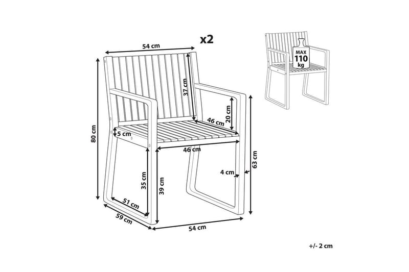 Trädgårdsstol set om 2 Sassari II - Utemöbler - Balkong - Balkongmöbler - Balkongstol