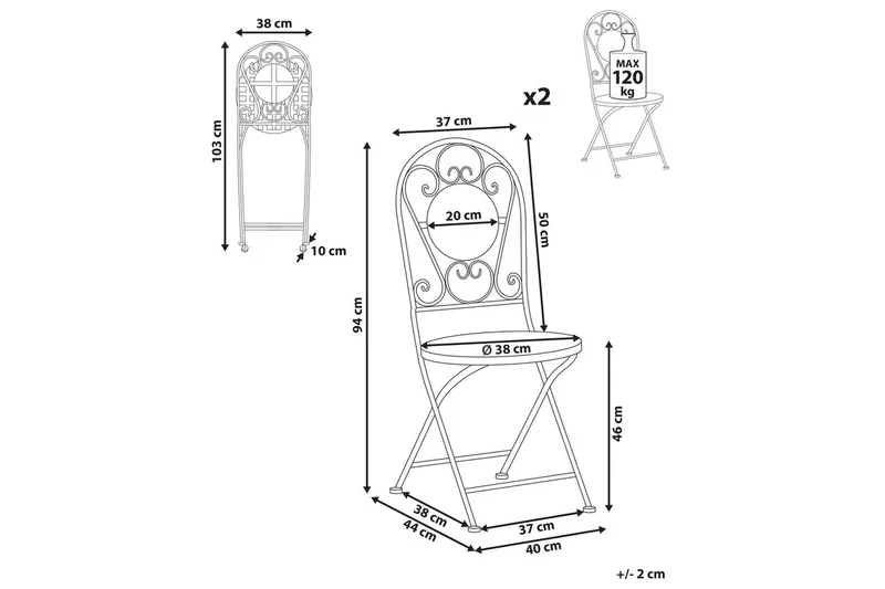 Trädgårdsstol set om 2 Spello - Utemöbler - Balkong - Balkongmöbler - Balkongstol