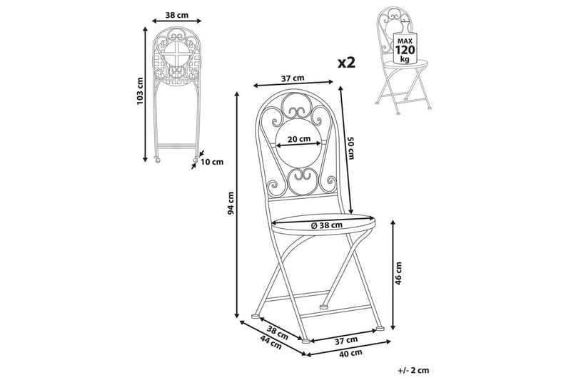 Trädgårdsstol set om 2 Spello - Utemöbler - Balkong - Balkongmöbler - Balkongstol