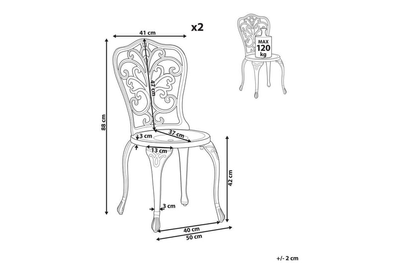 Trädgårdsstol set om 2 Triora - Vit - Utemöbler - Balkong - Balkongmöbler - Balkongstol