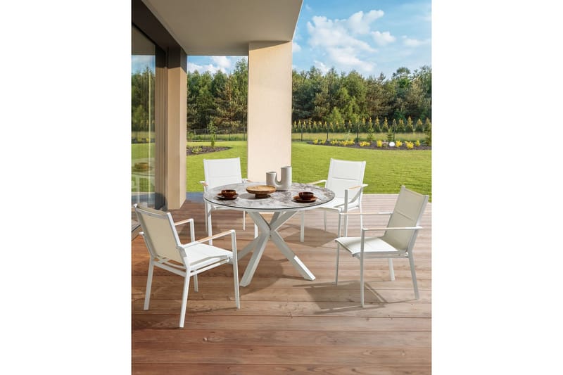 Trädgårdsstol set om 4 Busseto - Vit - Utemöbler - Balkong - Balkongmöbler - Balkongstol