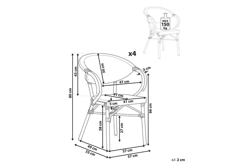 Trädgårdsstol set om 4 Caspri II - Utemöbler - Balkong - Balkongmöbler - Balkongstol