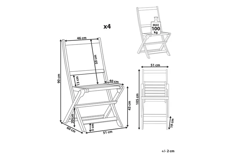 Trädgårdsstol set om 4 Paraggi - Utemöbler - Balkong - Balkongmöbler - Balkongstol